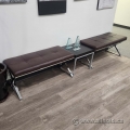 Set of 2 Benches with a Wood Table, Chrome Frames